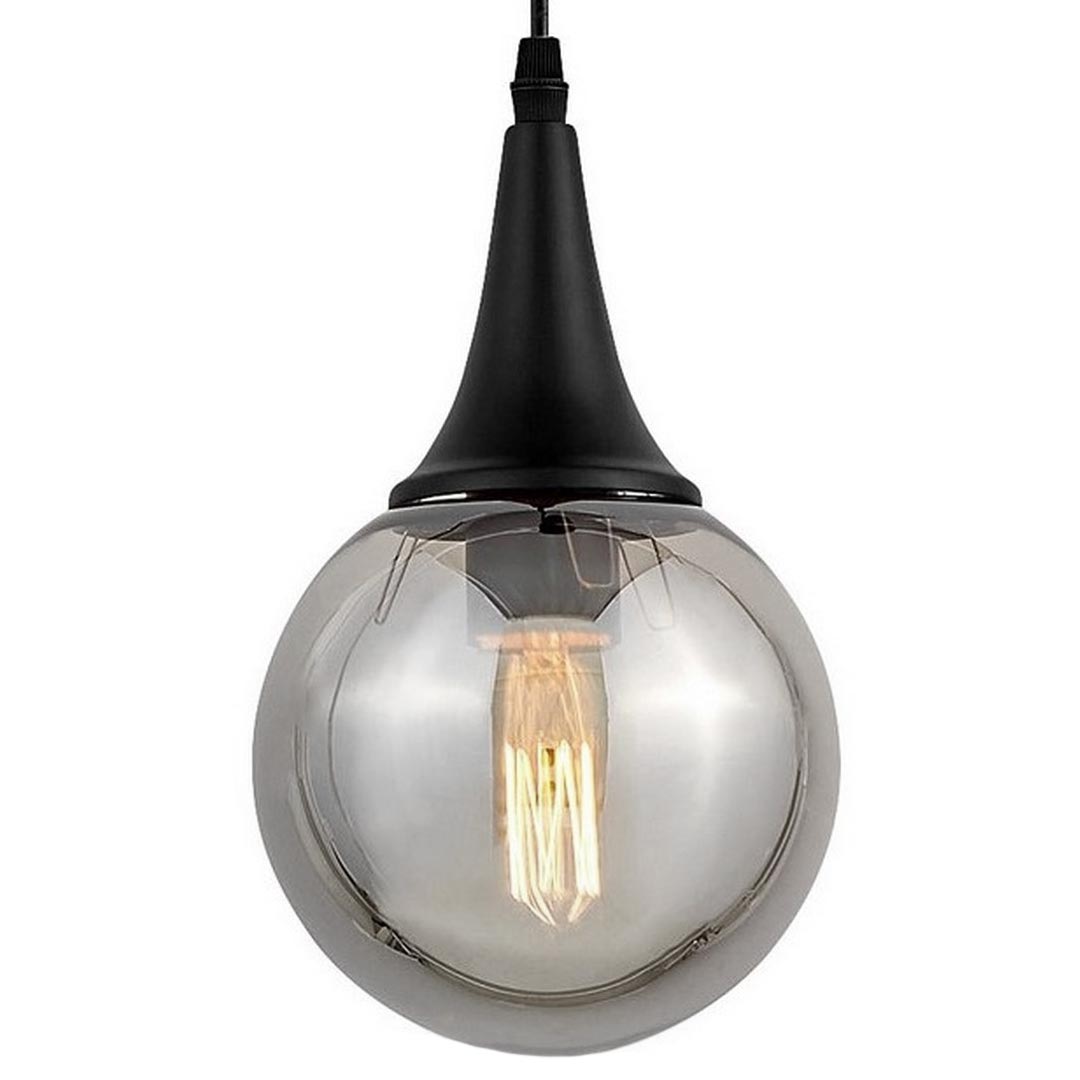 Čierna závesná lampa ROCHERRO, industriálny štýl, sklené tienidlo, visiaca guľa - Lumina Deco obrázok 1