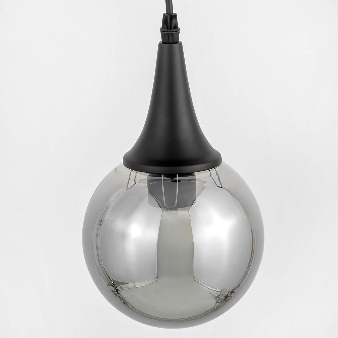 Čierna závesná lampa ROCHERRO, industriálny štýl, sklené tienidlo, visiaca guľa - Lumina Deco obrázok 4