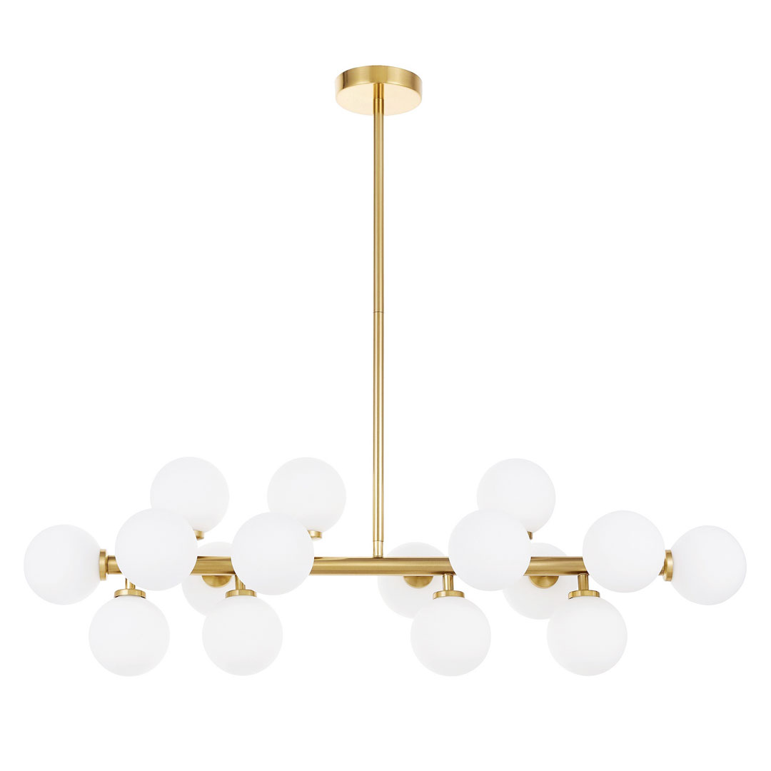 Elegantné, zlaté mosadzné, závesné svietidlo PETRICA biele tienidlá sklenené gule - Lumina Deco obrázok 1