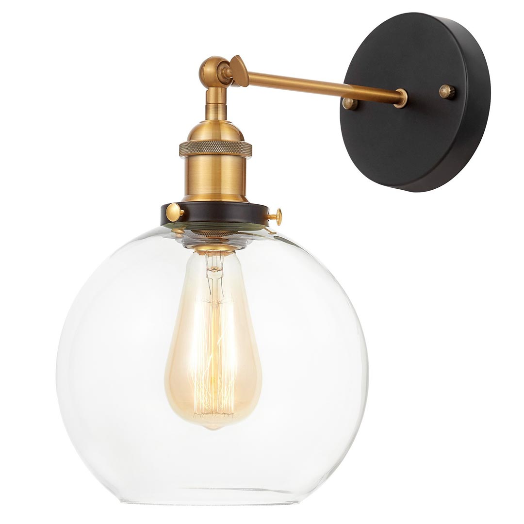 Sklenená lampa NAVARRO s tienidlom v tvare transparentnej gule, loftové nástenné svietidlo - Lumina Deco obrázok 1