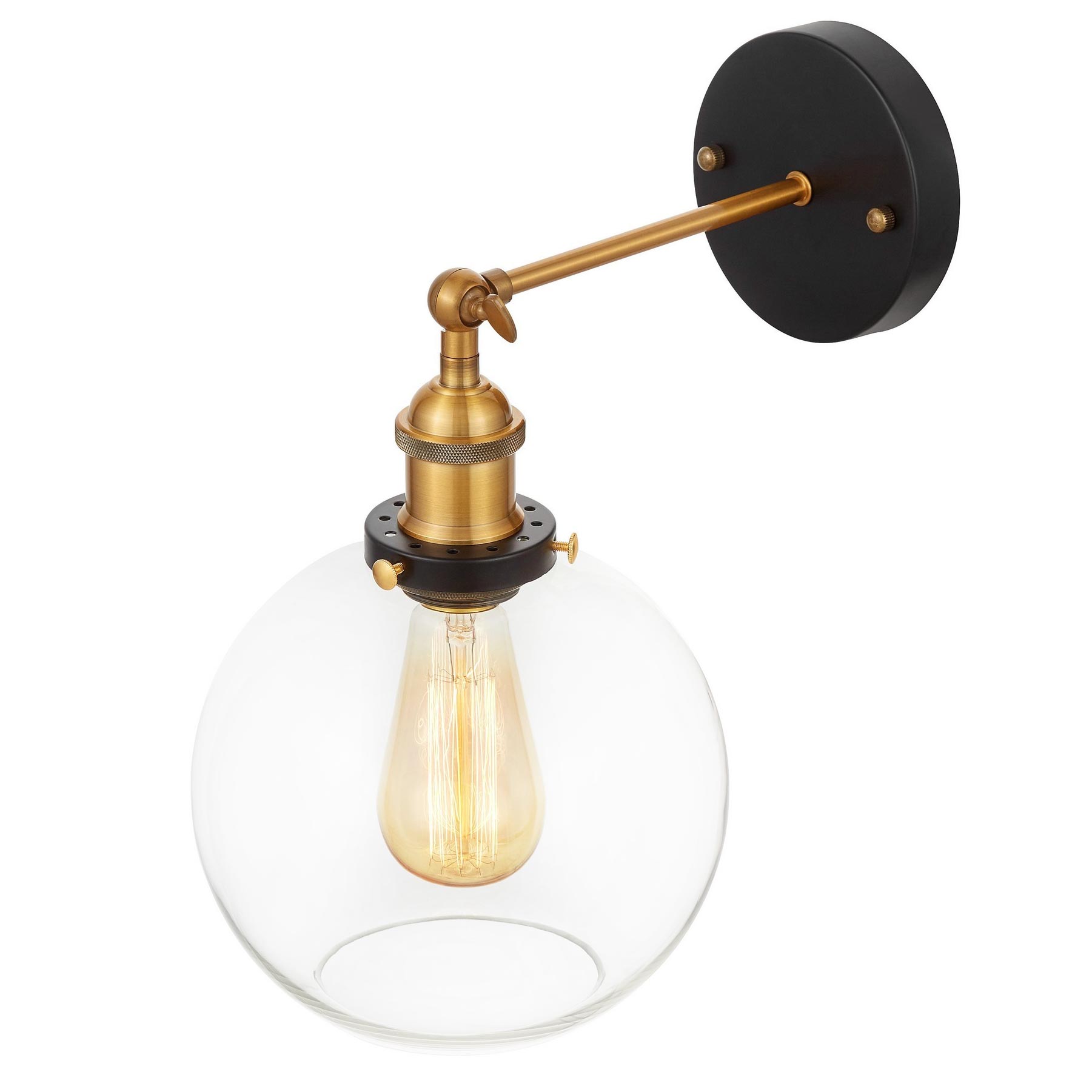 Sklenená lampa NAVARRO s tienidlom v tvare transparentnej gule, loftové nástenné svietidlo - Lumina Deco obrázok 3