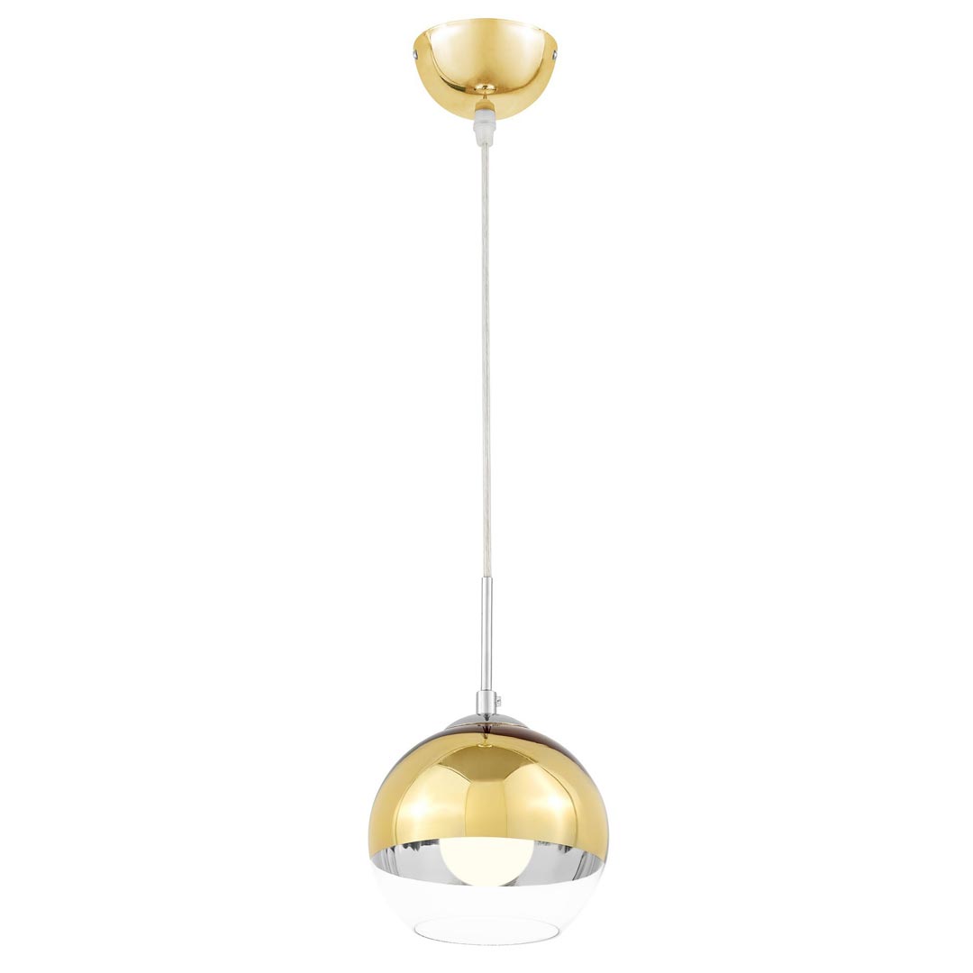 Guľatá sklenená závesná lampa, elegantné svietidlo VERONI, zlatá farba, priehľadné sklo glamour - Lumina Deco obrázok 3