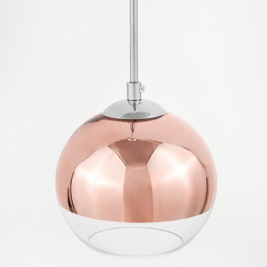 Guľatá sklenená závesná lampa, moderné stropné svietidlo VERONI, ružové zlato, rose gold, priehľadné sklo, glamour - Lumina Deco obrázok 4