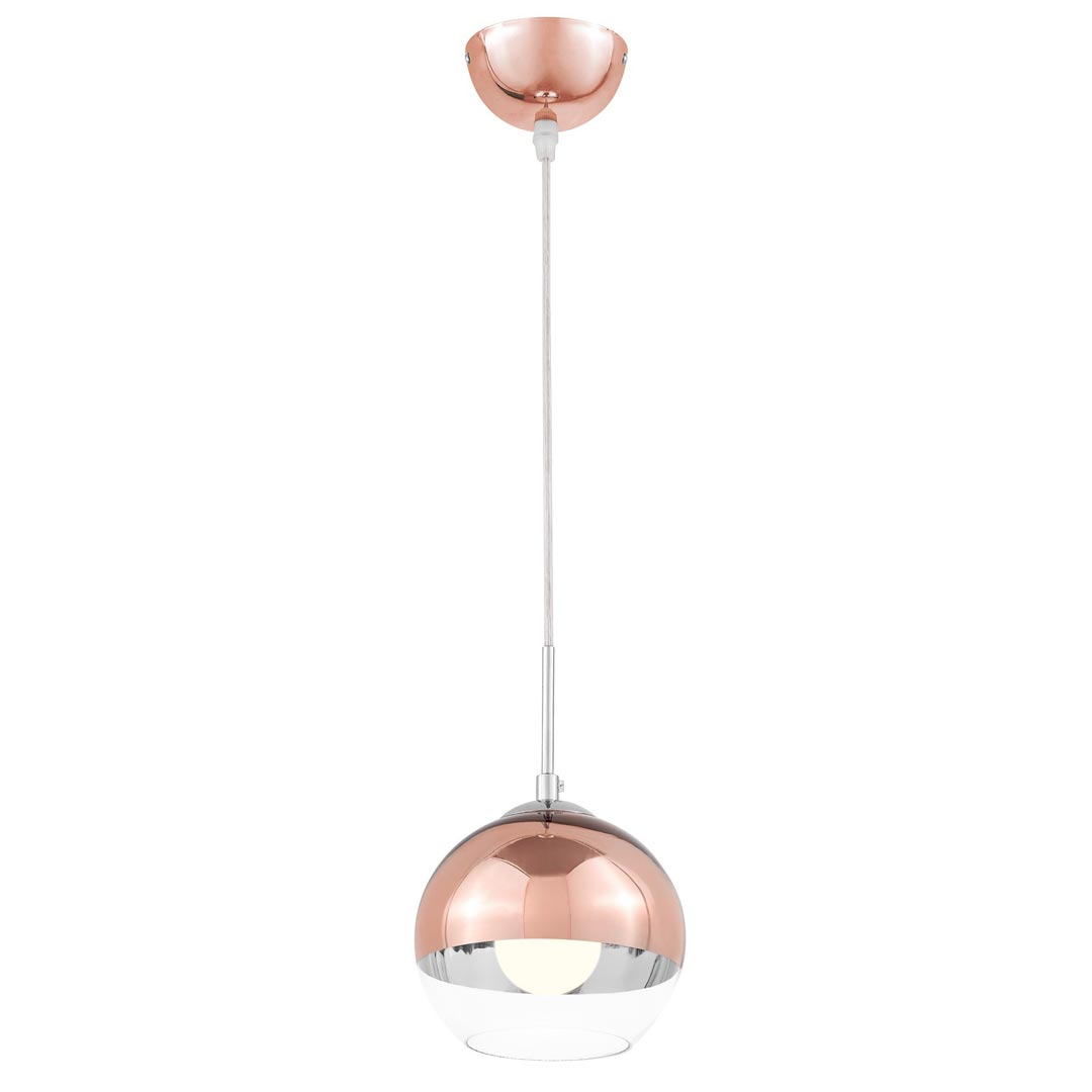 Guľatá sklenená závesná lampa, moderné stropné svietidlo VERONI, ružové zlato, rose gold, priehľadné sklo, glamour - Lumina Deco obrázok 3