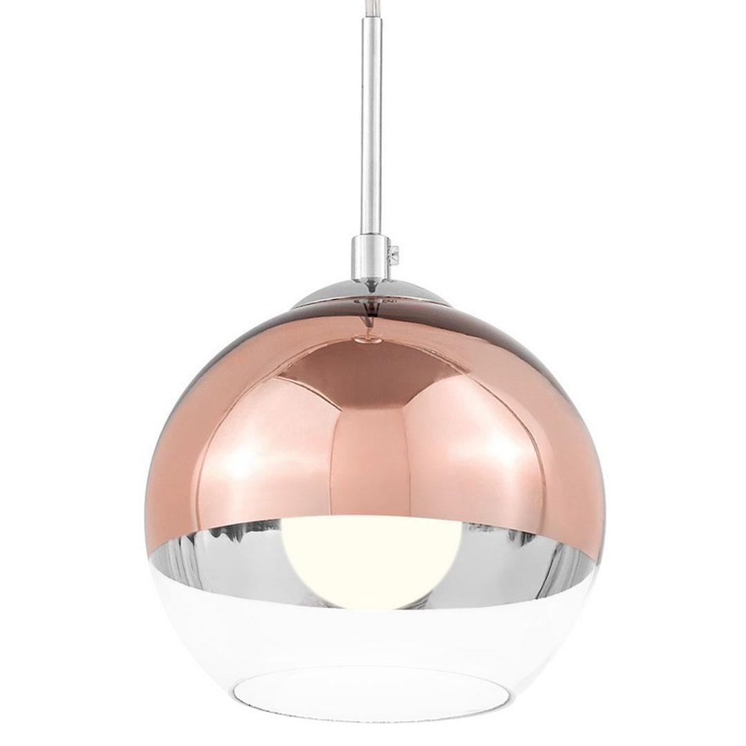Guľatá sklenená závesná lampa, moderné stropné svietidlo VERONI, ružové zlato, rose gold, priehľadné sklo, glamour - Lumina Deco obrázok 1