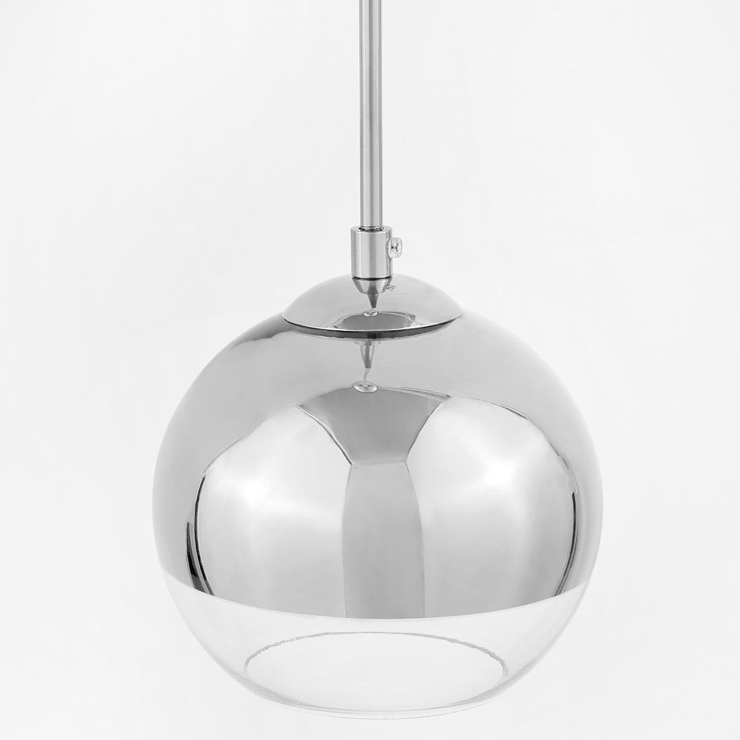Guľatá sklenená závesná lampa, moderné elegantné stropné svietidlo VERONI, strieborná, chrómová farba, priehľadné sklo, glamour - Lumina Deco obrázok 4