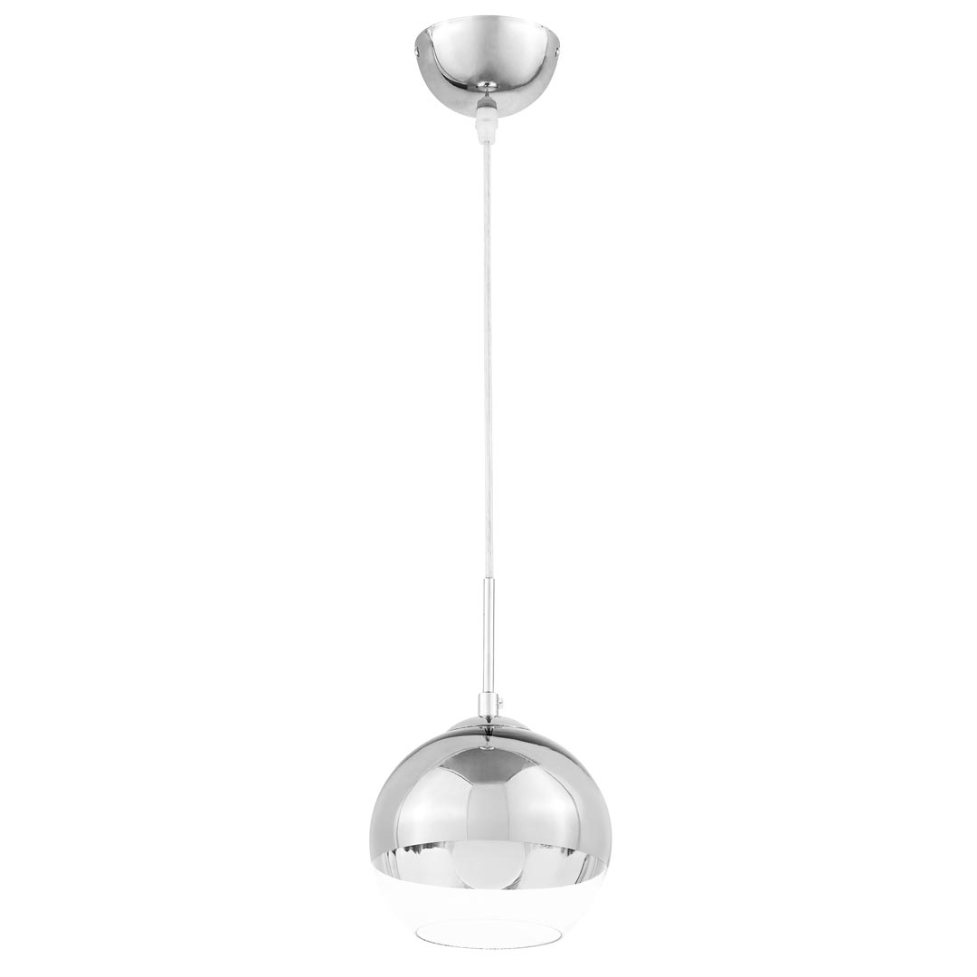 Guľatá sklenená závesná lampa, moderné elegantné stropné svietidlo VERONI, strieborná, chrómová farba, priehľadné sklo, glamour - Lumina Deco obrázok 3