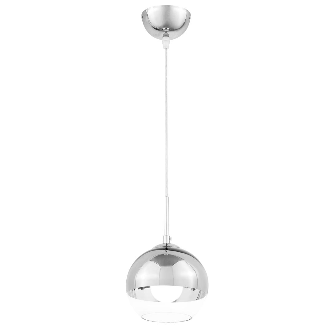 Guľatá sklenená závesná lampa, moderné elegantné stropné svietidlo VERONI, strieborná, chrómová farba, priehľadné sklo, glamour - Lumina Deco obrázok 2