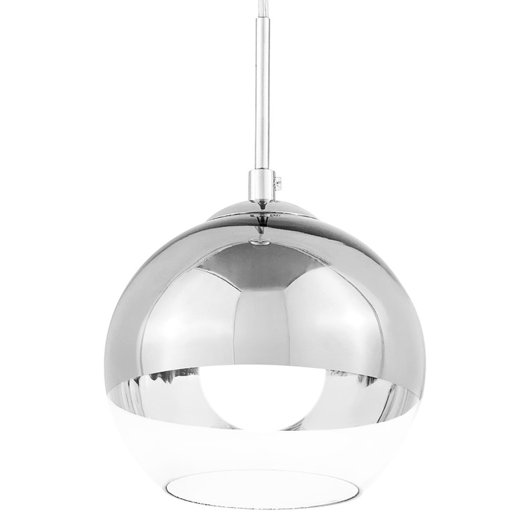 Guľatá sklenená závesná lampa, moderné elegantné stropné svietidlo VERONI, strieborná, chrómová farba, priehľadné sklo, glamour - Lumina Deco obrázok 1