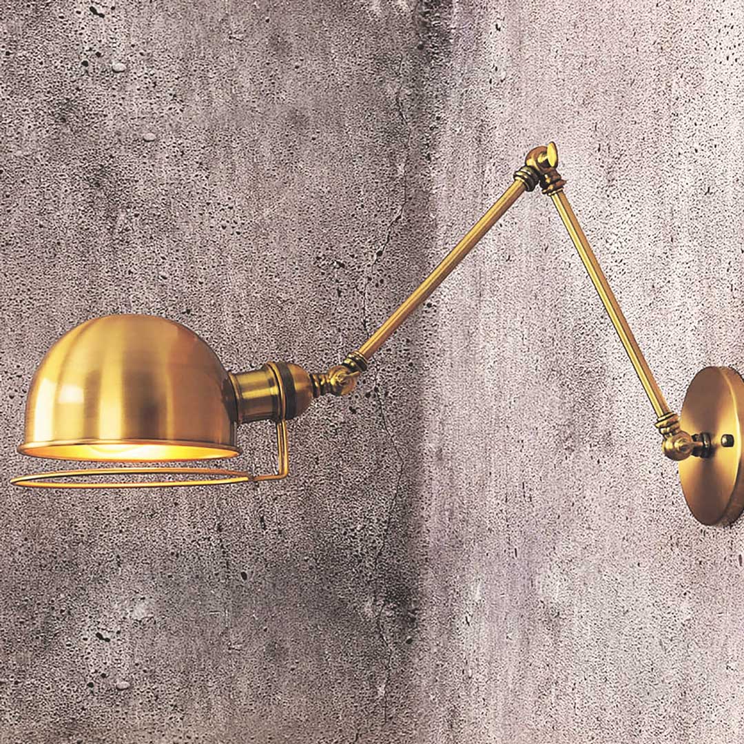 Nástenná lampa, zlaté mosadzné loftové nástenné svietidlo, GLUM W2, nastaviteľné rameno, na čítanie - Lumina Deco obrázok 2