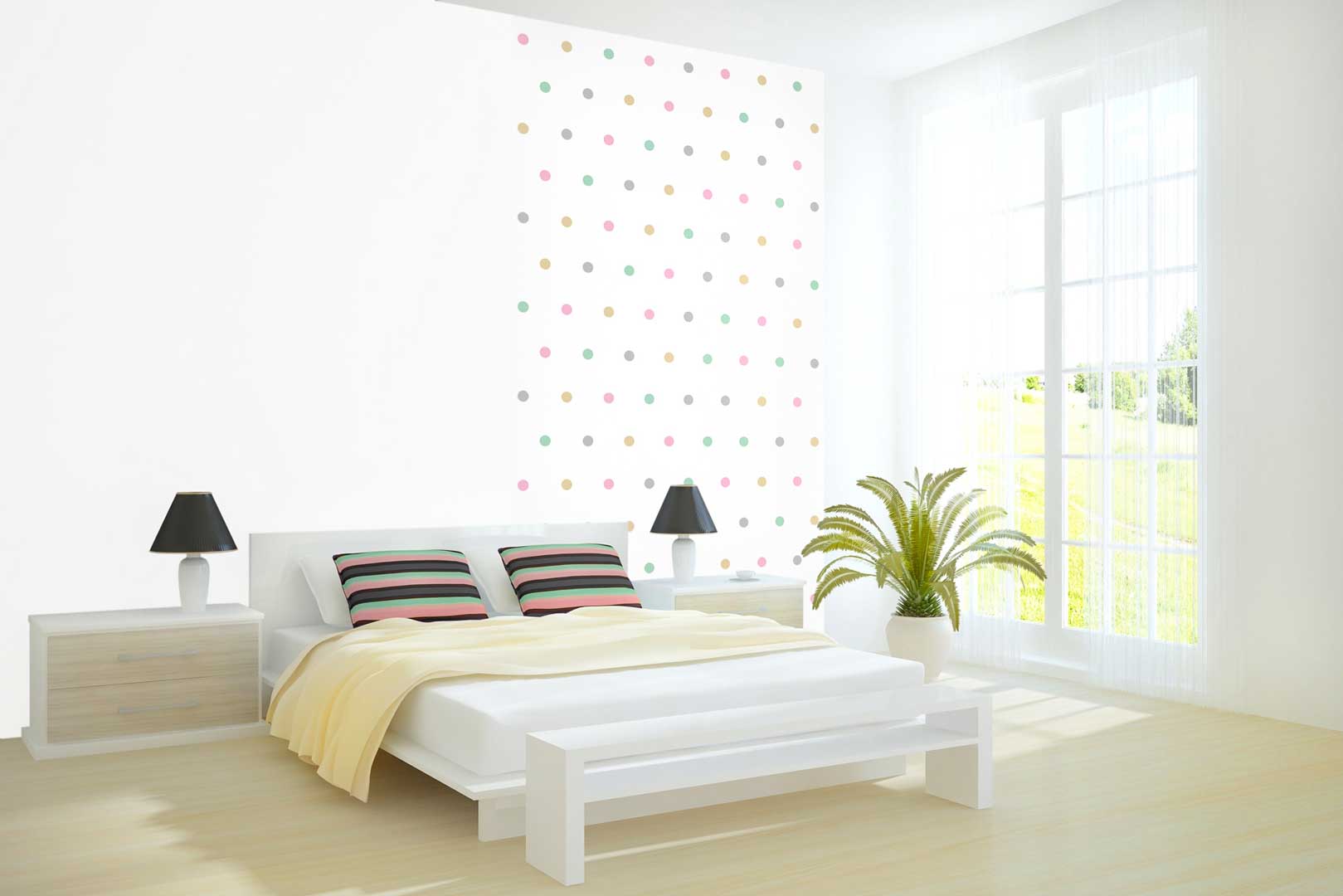 Tapeta s farebnými pastelovými bodkami, polka dot 5 cm - Dekoori obrázok 4