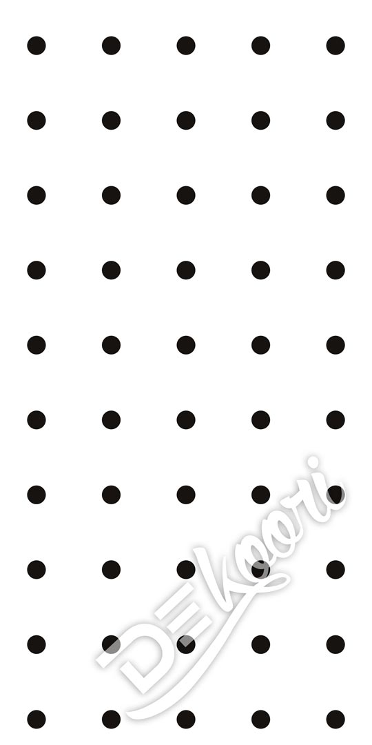 Bodkovaná tapeta v bielo čiernej farbe, bodky, polka dot 5 cm - štvorcové uloženie - Dekoori obrázok 3