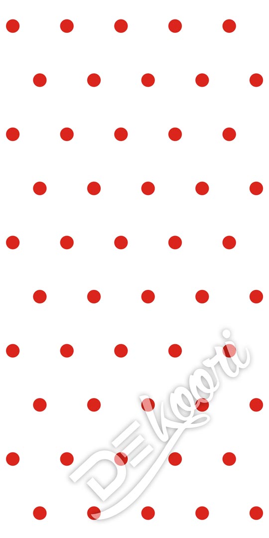 Biela tapeta s červenými bodkami, bodky 5 cm - Dekoori obrázok 2