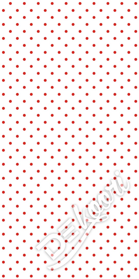 Biela tapeta s malými, POLKA DOT, červenými bodkami 2 cm - Dekoori obrázok 2