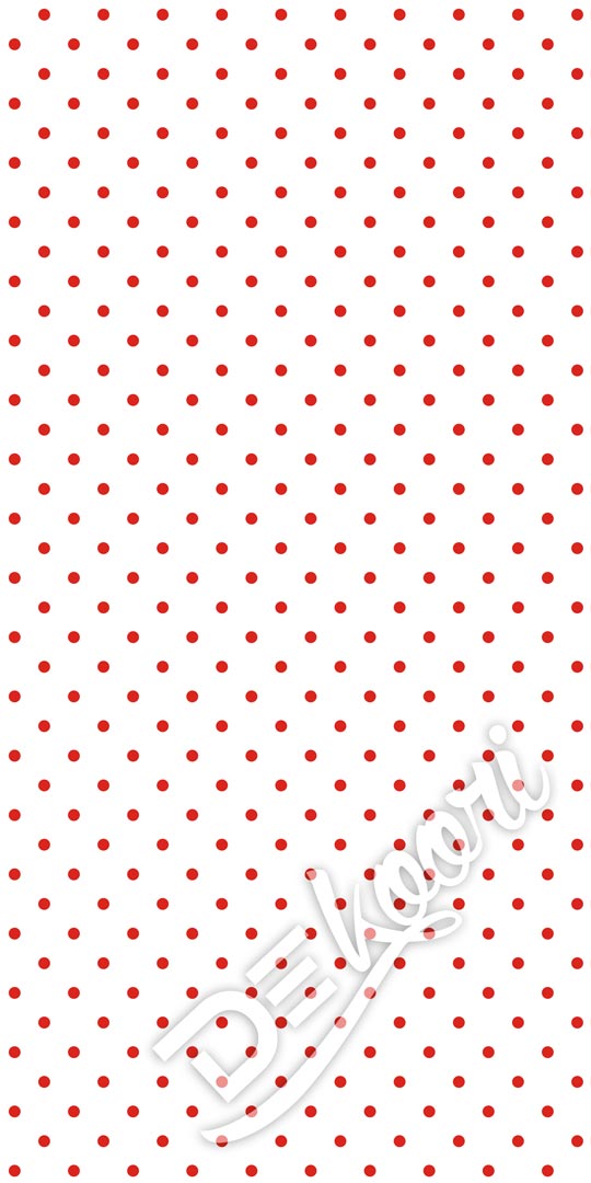 Biela tapeta s malými, POLKA DOT, červenými bodkami 2 cm - Dekoori obrázok 2