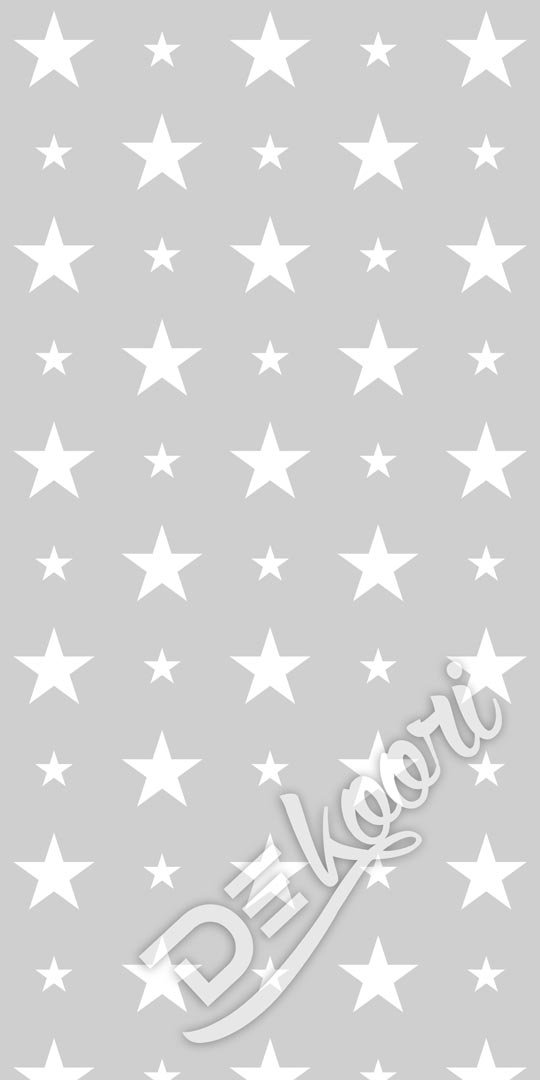 Sivá tapeta s bielymi HVIEZDIČKAMI 15 a 7 cm - Dekoori obrázok 2