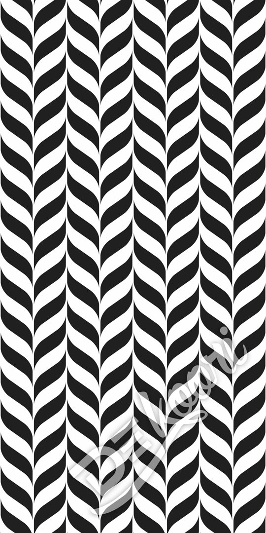 Tapeta - čierno-biela rybia kosť tvorená vzorom lístkov, zebra v modernom štýle - Dekoori obrázok 3