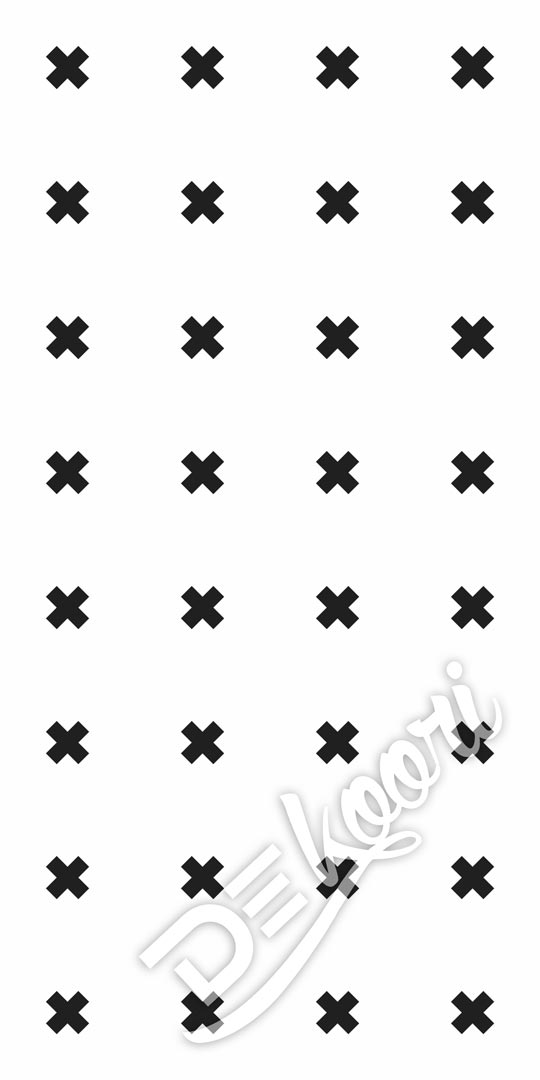 Moderná biela tapeta s čiernymi krížikmi – iXami (bielo-čierna verzia) - Dekoori obrázok 2