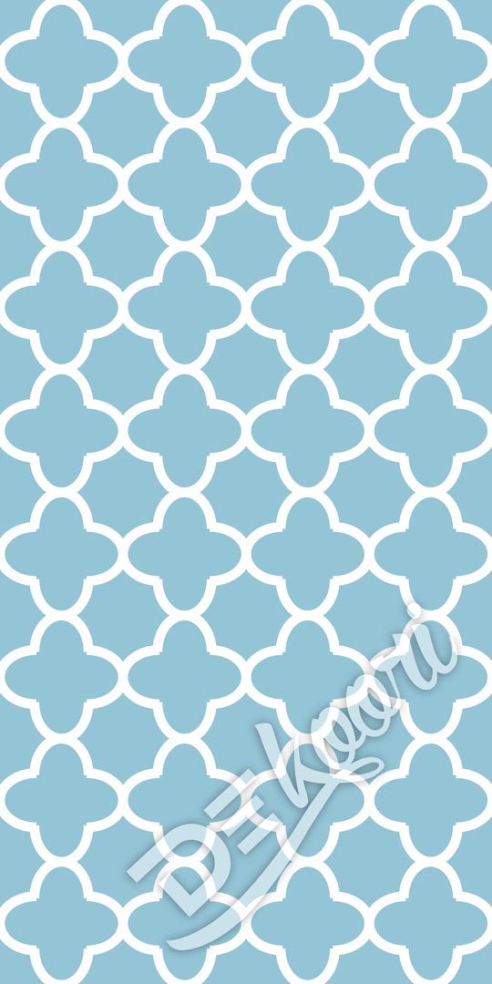 Blankytne modrá tapeta s bielym marockým orientálnym vzorom - Dekoori obrázok 3