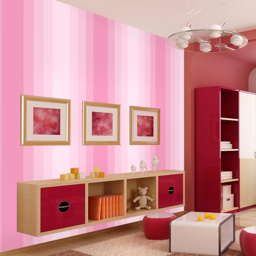 Ružová gradientová tapeta s vertikálnymi pruhmi pre dievčatá - Dekoori obrázok 2