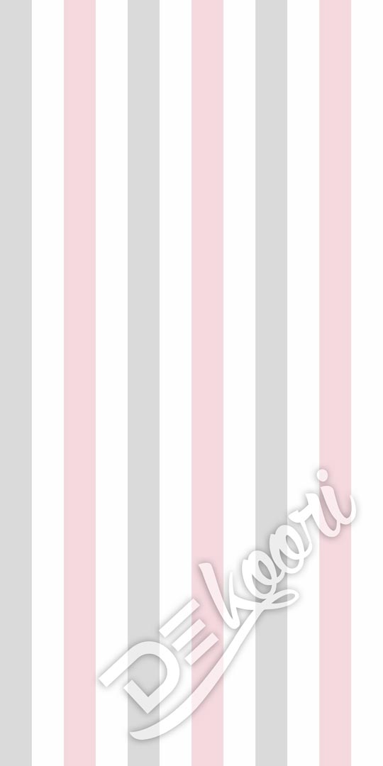 Štýlová biela tapeta so svetlosivými a ružovými vertikálnymi pruhmi - Dekoori obrázok 3