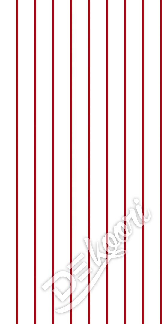 Biela tapeta s červenými pruhmi, zvislé pruhy 1 cm - Dekoori obrázok 3