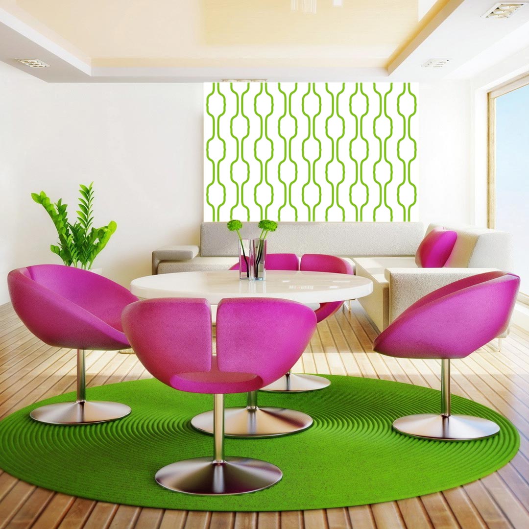 Bielo-zelená tapeta so zvislým dekoratívnym vzorom - Dekoori obrázok 2