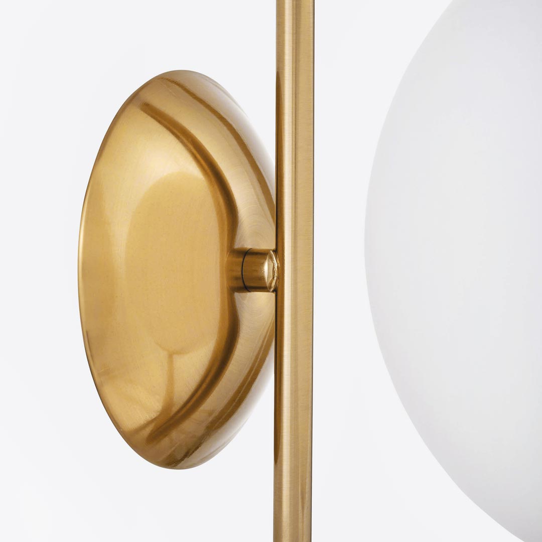 Dizajnová mosadzná nástenná lampa SORENTO D20, elegantné biele tienidlo, sklenená guľa - Lumina Deco obrázok 3
