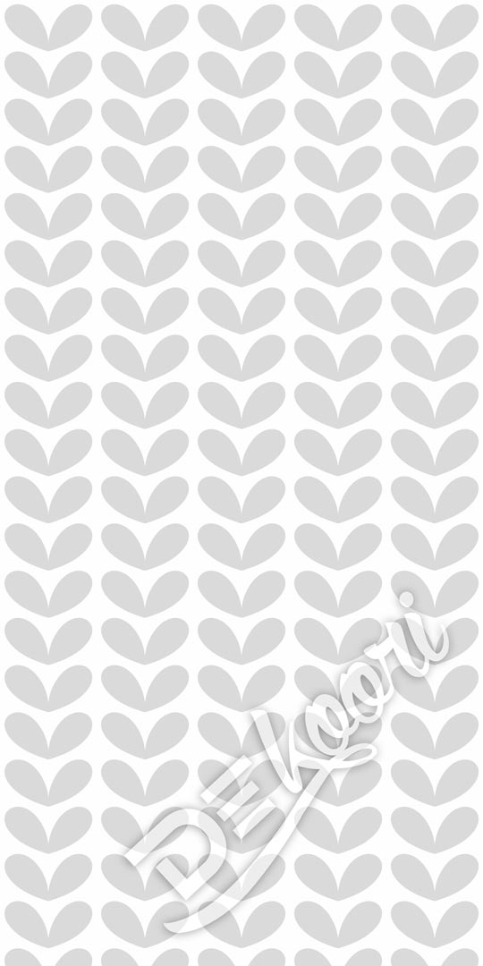 Moderná severská biela tapeta so sivými lístkami v tvare srdca, štýl Boho - Dekoori obrázok 3