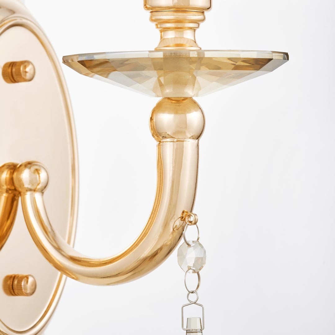Zlaté jednoduché nástenné svietidlo FABIONE s krištáľovým ovesom, moderná, klasická nástenná lampa - Lumina Deco obrázok 3