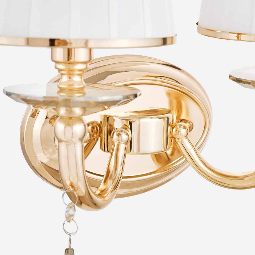 Zlaté dvojité nástenné svietidlo FABIONE 2, krištáľová nástenná lampa - Lumina Deco obrázok 3