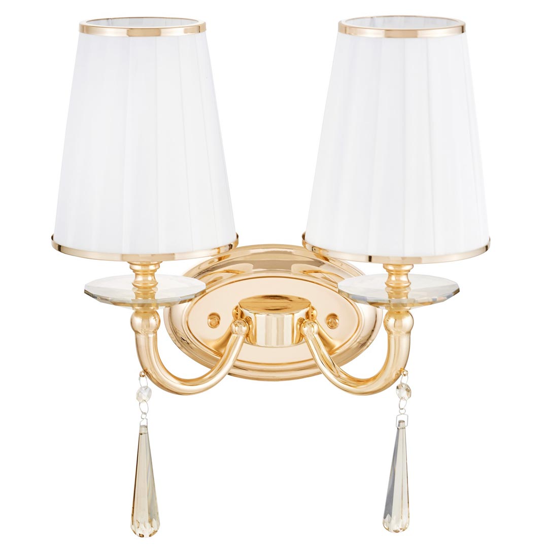 Zlaté dvojité nástenné svietidlo FABIONE 2, krištáľová nástenná lampa - Lumina Deco obrázok 1
