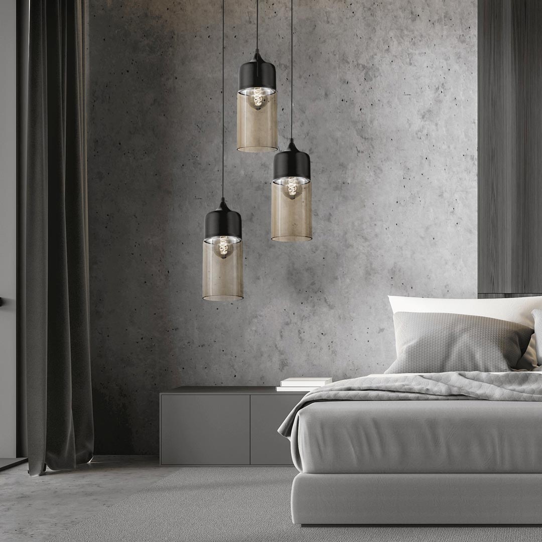 Loftová závesná lampa ZENIA, čierne kovové tienidlo, kovová zvislá trubica, nastaviteľná - Lumina Deco obrázok 2