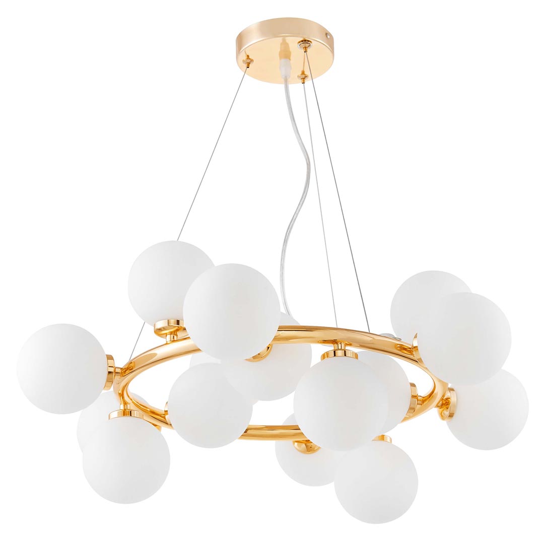 Zlaté závesné svietidlo MARSIADA, kruhové, biele tienidlá - Lumina Deco obrázok 1