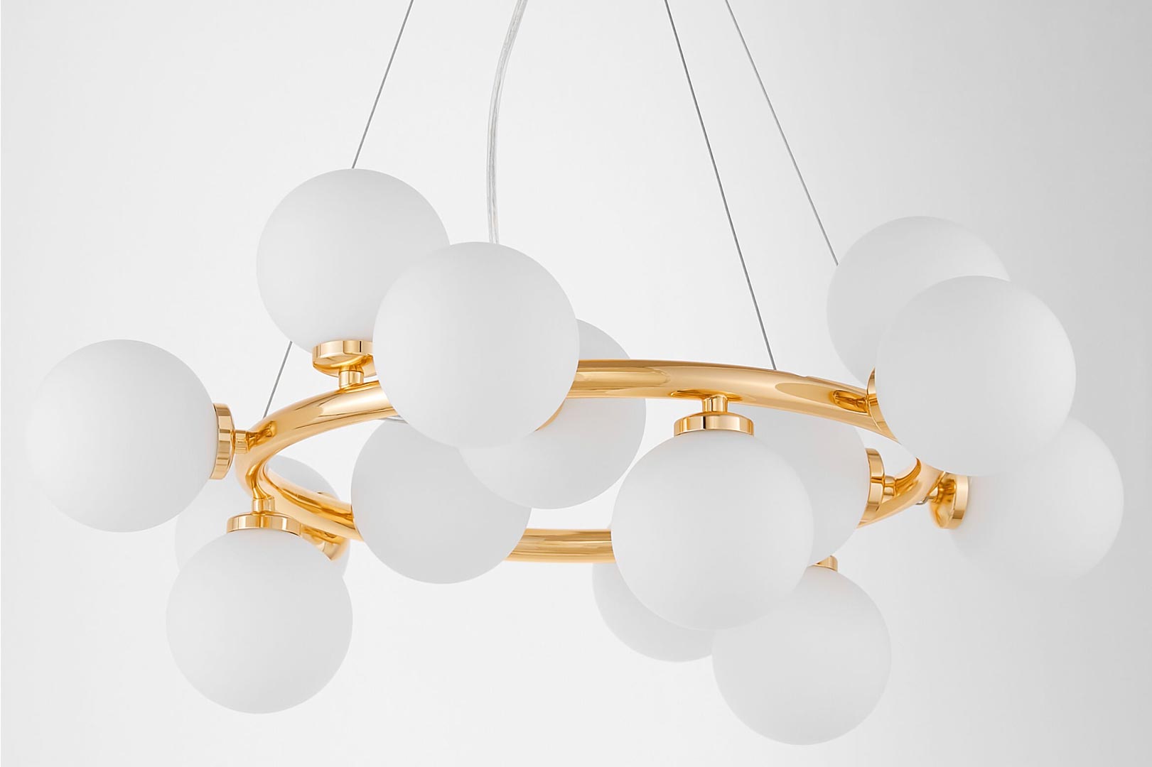 Zlaté závesné svietidlo MARSIADA, kruhové, biele tienidlá - Lumina Deco obrázok 3