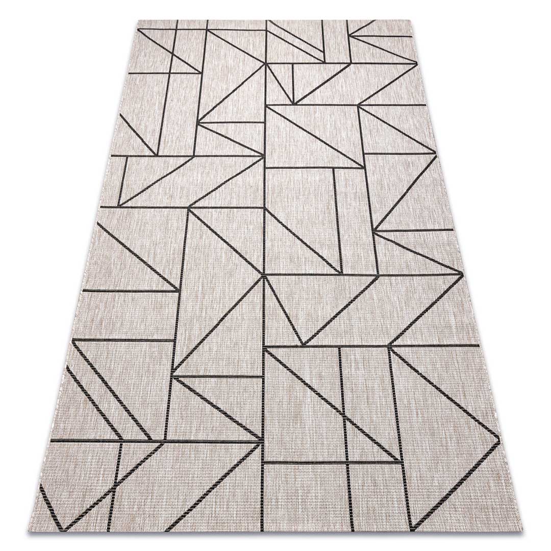 Zaujímavý geometrický sivý béžový koberec s čiernymi líniami, štýl boho - Dywany Łuszczów obrázok 2