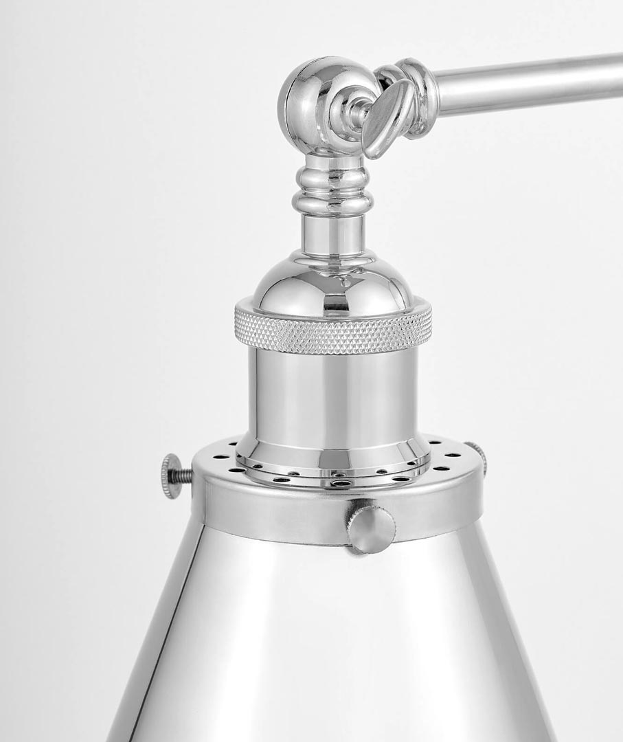 Chrómované loftové nástenné svietidlo RUBI W1, kovové, kužeľovité retro tienidlo - Lumina Deco obrázok 3