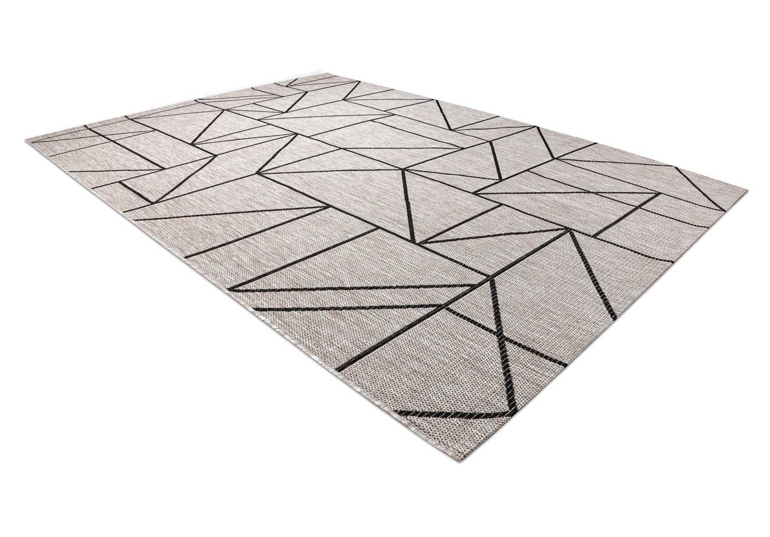 Zaujímavý geometrický sivý béžový koberec s čiernymi líniami, štýl boho - Dywany Łuszczów obrázok 3