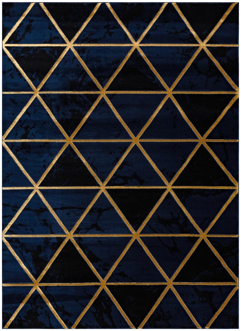 Elegantný granátový koberec s geometrickými a zlatými trojuholníkmi, čierny mramor - Dywany Łuszczów obrázok 1