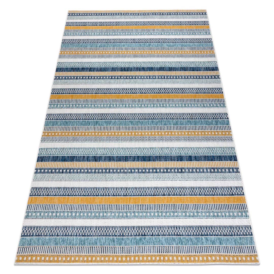 Žlto-modrý pruhovaný koberec, šnúrkový, boho, etno, škandinávsky - Dywany Łuszczów obrázok 2