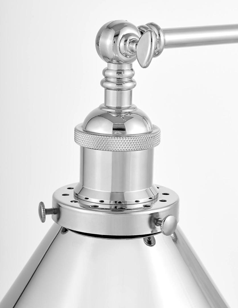 Kovová nástenná lampa GUBI W2, chrómované tienidlo, loftový kužeľ, nastaviteľné rameno - Lumina Deco obrázok 4