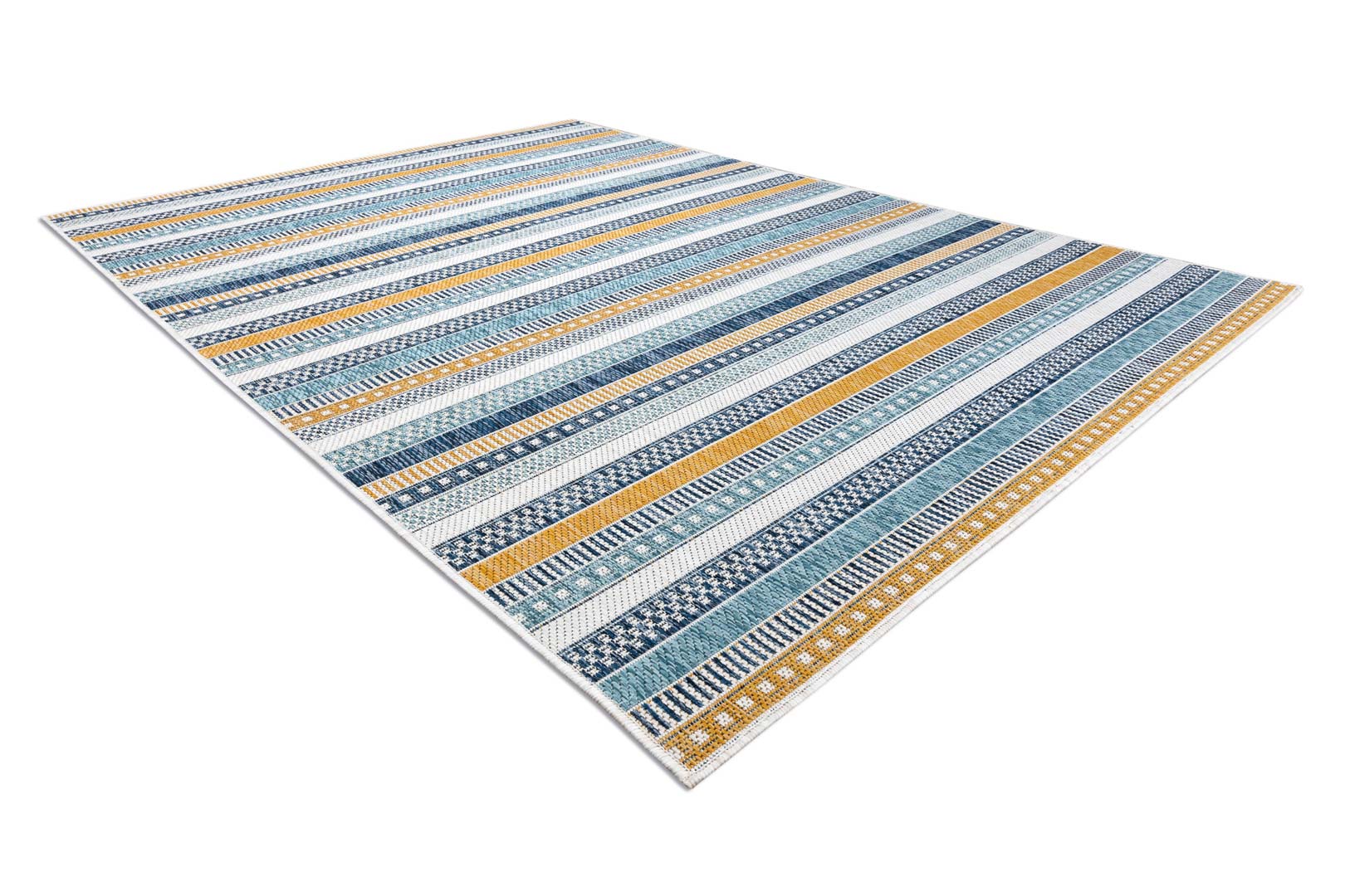 Žlto-modrý pruhovaný koberec, šnúrkový, boho, etno, škandinávsky - Dywany Łuszczów obrázok 3