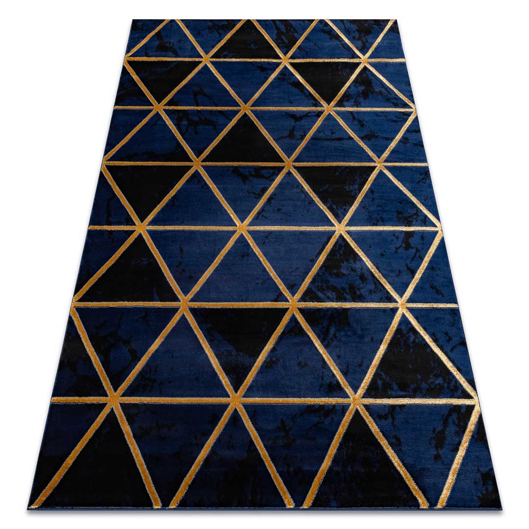 Elegantný granátový koberec s geometrickými a zlatými trojuholníkmi, čierny mramor - Dywany Łuszczów obrázok 2
