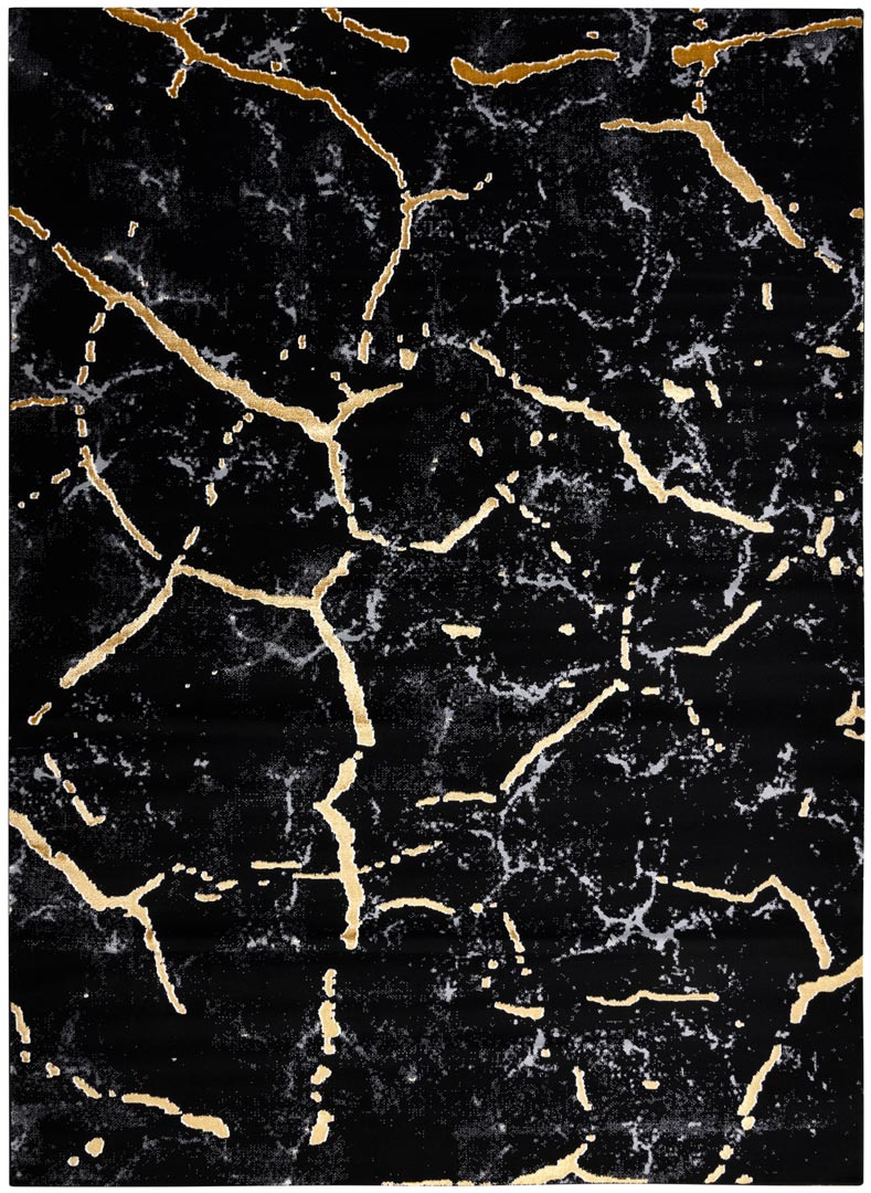 Kameň imitujúci syntetický koberec Mramor, glamour, čiernej farby so zlatými puklinami - Dywany Łuszczów obrázok 1