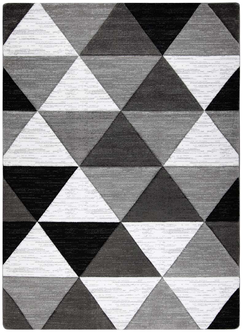 Koberec s bielymi, sivými a čiernymi trojuholníkmi ALTER RINO trojrozmerný štruktúrovaný - Dywany Łuszczów obrázok 1