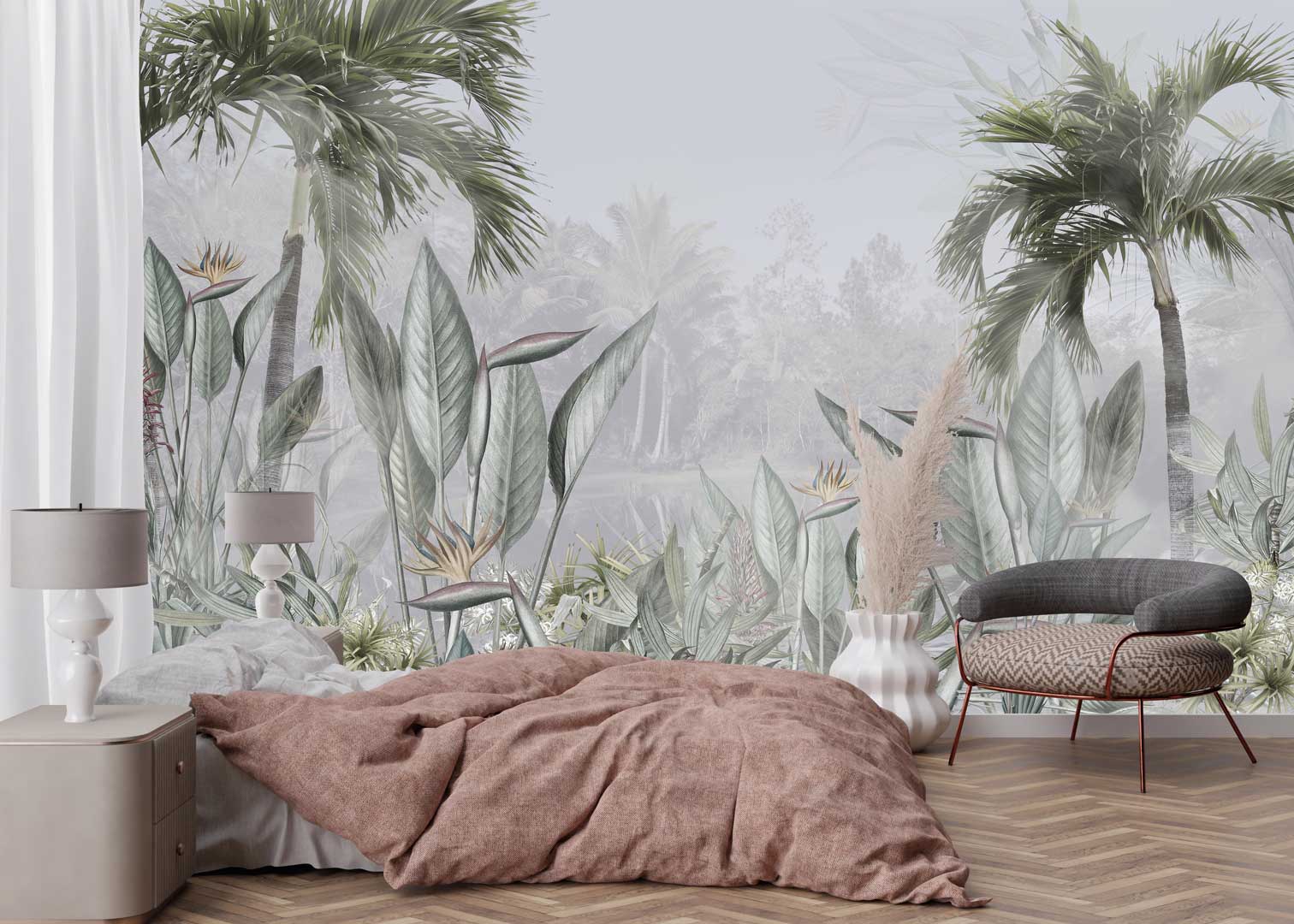 Tapeta džungľa (jungle), banánové a palmové listy, zelená - Dekoori obrázok 2