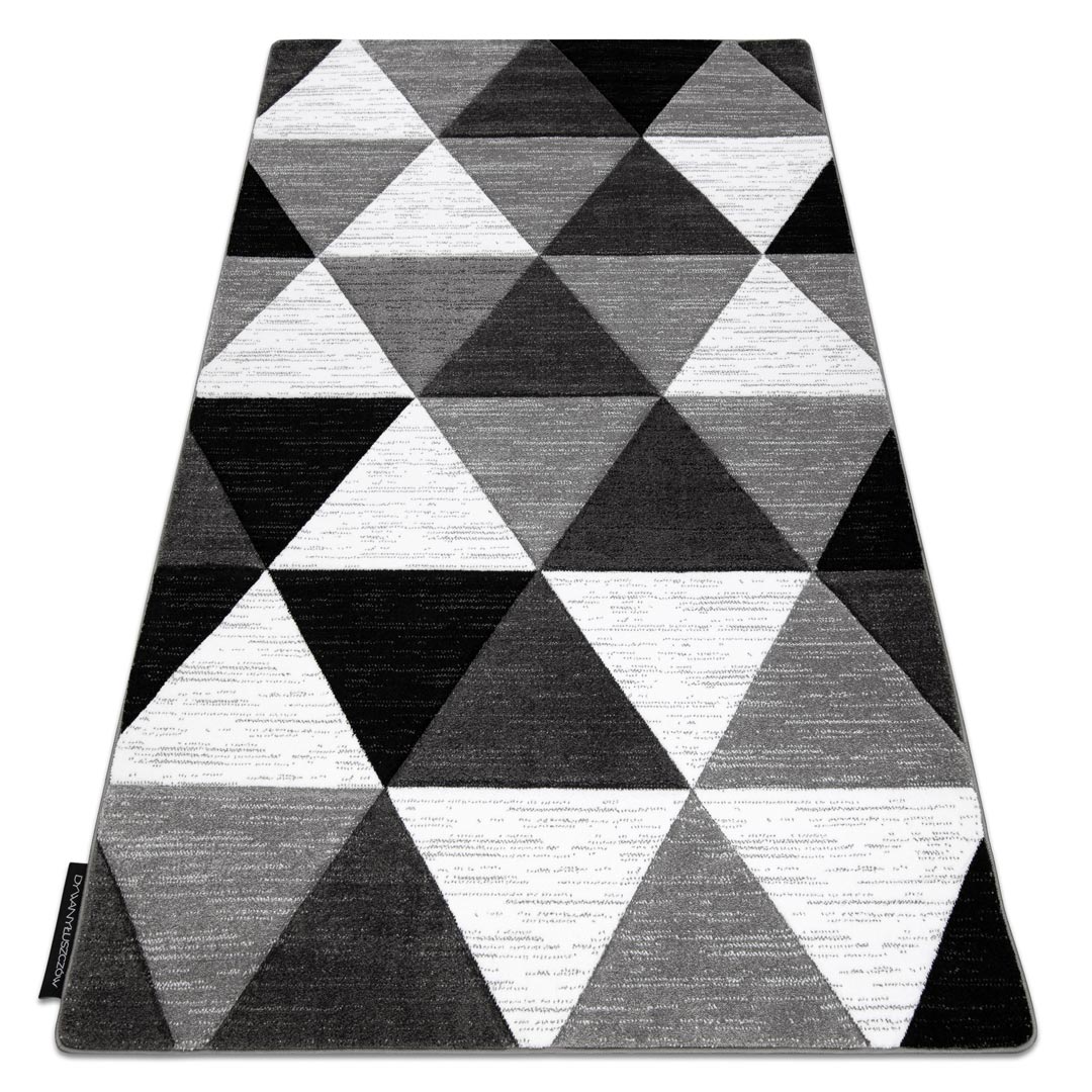 Koberec s bielymi, sivými a čiernymi trojuholníkmi ALTER RINO trojrozmerný štruktúrovaný - Dywany Łuszczów obrázok 2