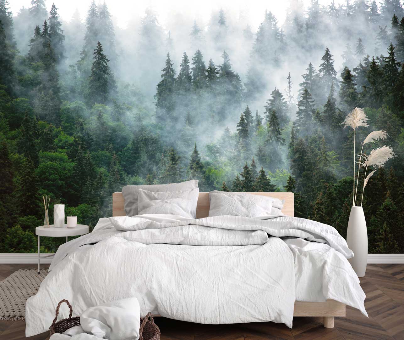 Tapeta les v hmle na stenu do spálne
