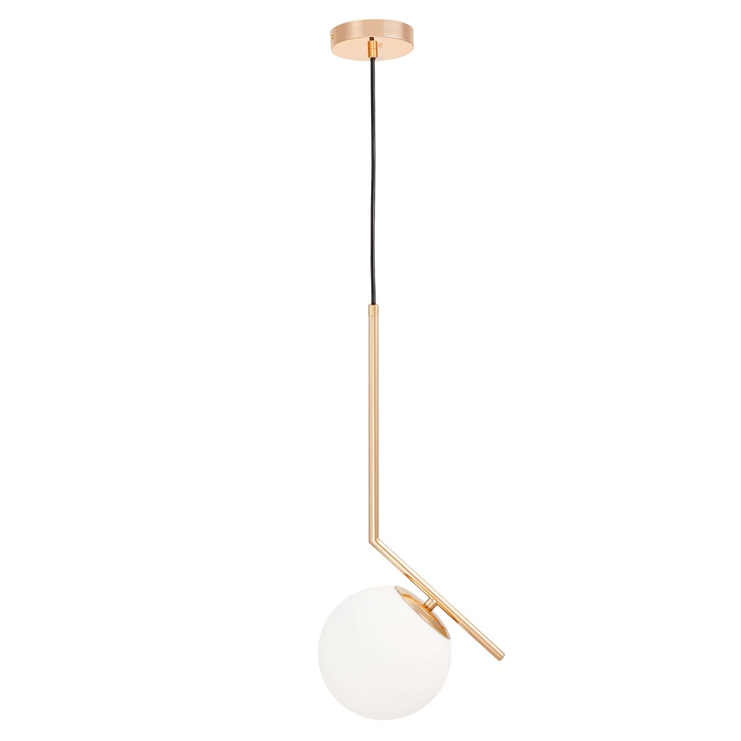 Moderná zlatá lampa SORENTO so skleneným bielym tienidlom na kovovom ramene - Lumina Deco obrázok 3