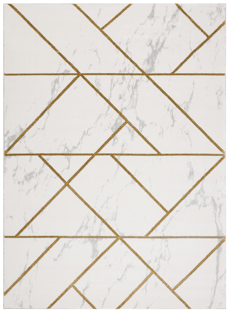 Elegantný koberec so zlatým geometrickým vzorom a mramorovým motívom do obývacej izby - Dywany Łuszczów obrázok 1